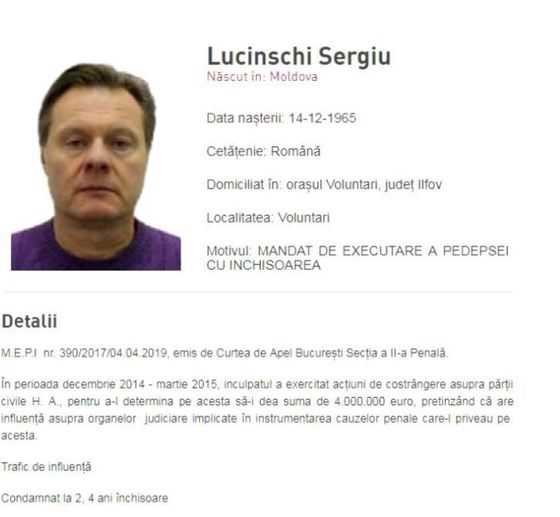 Sergiu Lucinschi, fiul fostului preşedinte Petru Lucinschi, dat în urmărire internaţională de Poliţia Română