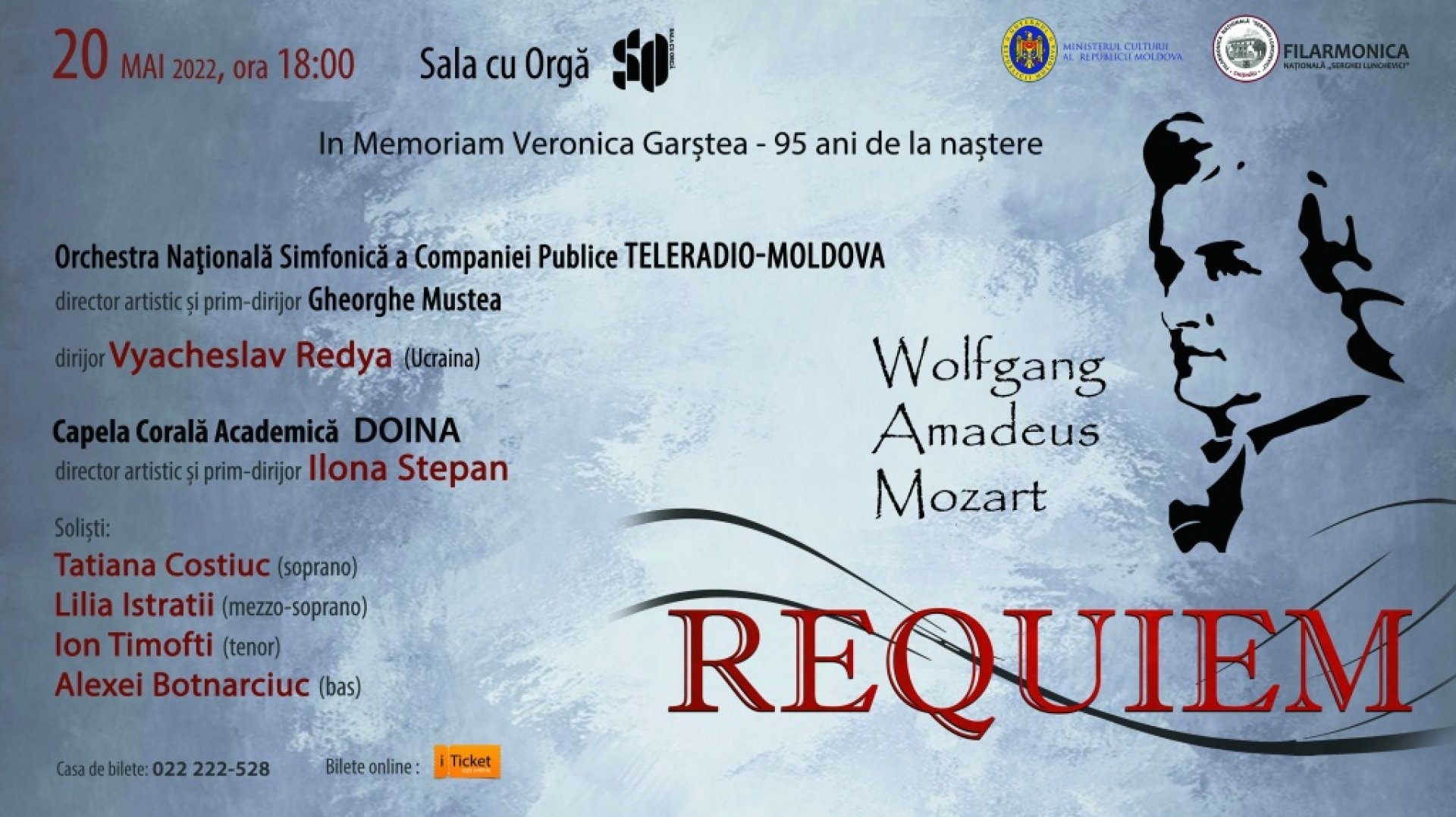 Concert de zile mari la Filarmonica Națională ,,Serghei Lunchevici” pe 20 mai