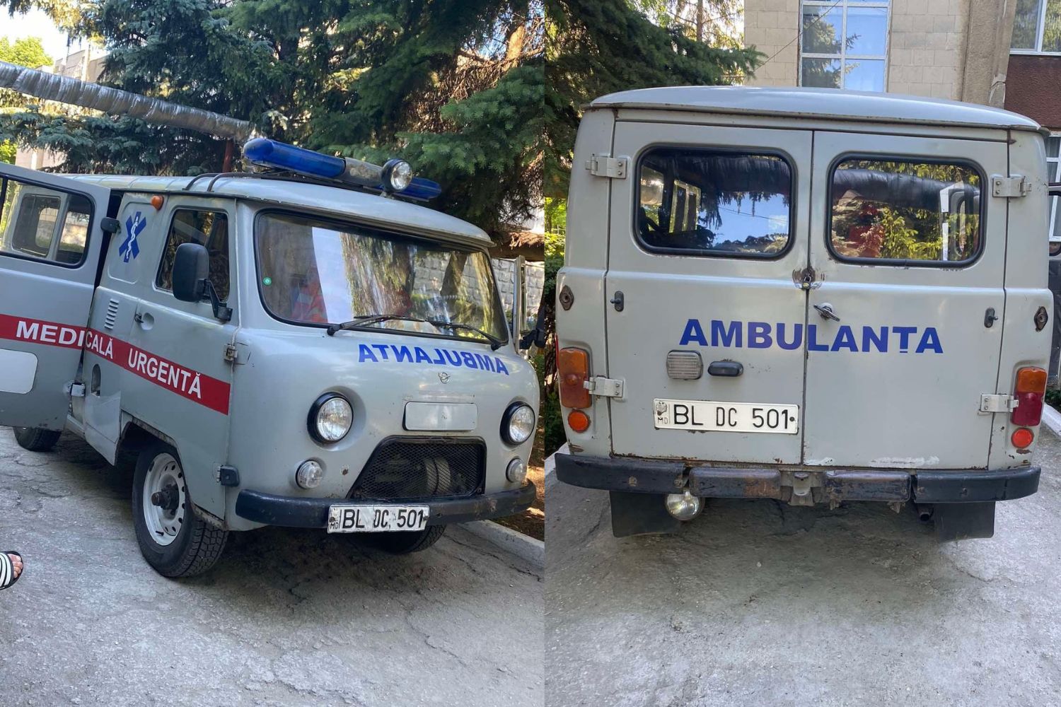 Condiții inumane într-un hârb de ambulanță din nordul țării: pat improvizat, găuri în caroserie și miros de gaze