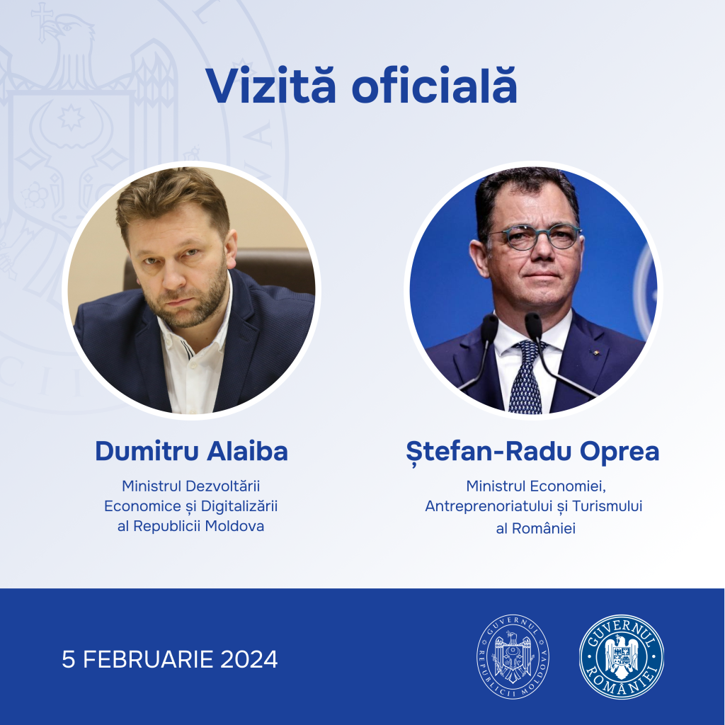 LIVE: Conferință de presă susținută de ministrul Dezvoltării Economice și Digitalizării, Dumitru Alaiba și ministrul Economiei, Antreprenoriatului și Turismului al României, Ștefan Radu Oprea